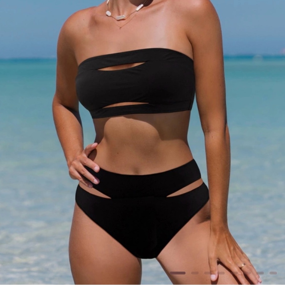 Black Bandeau Bikini Set